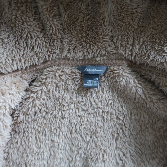Infant Eddie Bauer Fleece Bear Zip up Jacket SUPER SOFT Bear Ears Brown 12M - Picture 3 of 4